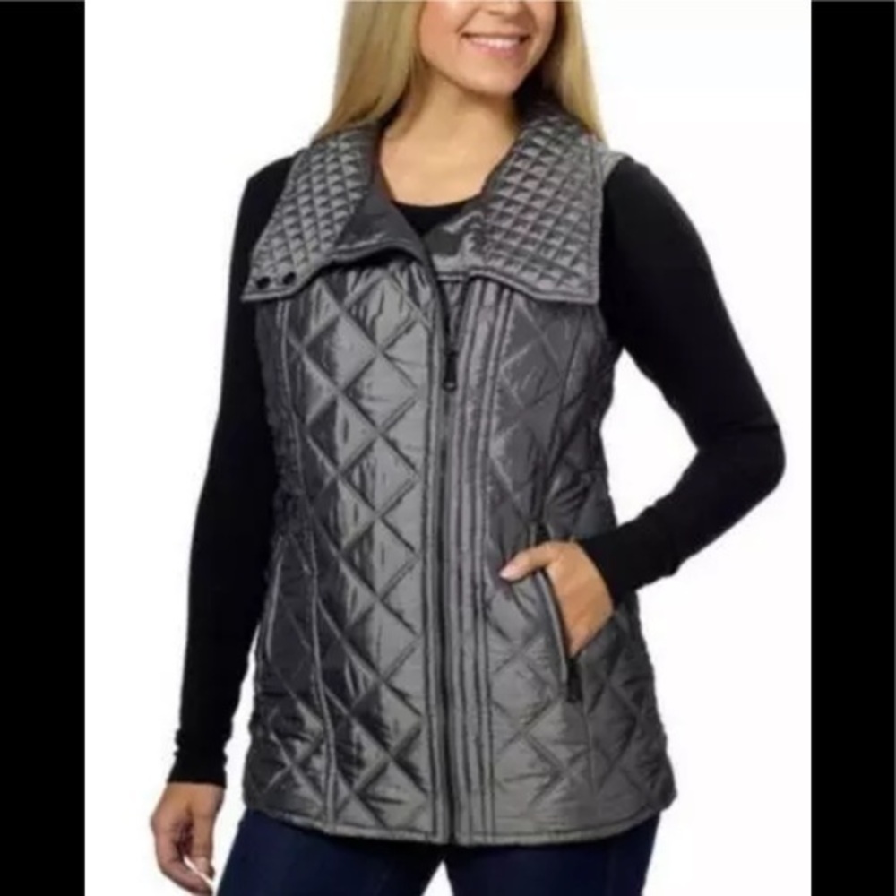 MARC NEW YORK ANDREW MARC grey quilted puffer vest size small